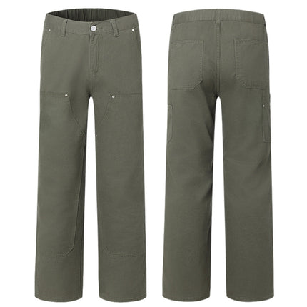 Muxi Clothing # Spring Season Pure Cotton Army Green Lumberjack Work Pants Trendy Straight-Leg Casual Pants Cleanfit Pants