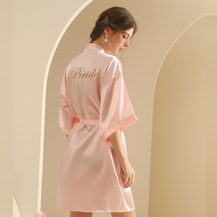 bride Gown morning Gown Lady nightgown wedding makeup bridesmaid group wedding kimono imitation silk cardigan bathrobe