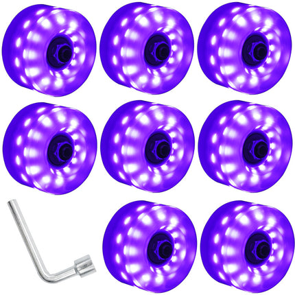 6 lights double row roller skates transparent flash wheel four-wheel roller skate universal PU light-emitting wheel indoor outdoor wheel