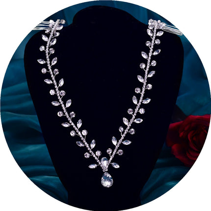 Youlapan Cross-Border European and American Simple Hairband with Rhinestones and Water Drop Design, Forehead Hair Chain, Symmetrical Hair Accessory Hp465