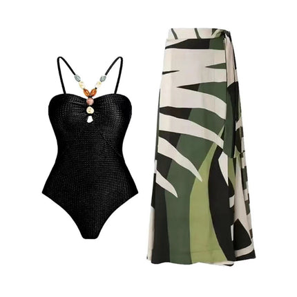 Positioning printing one-piece swimsuit women's bikini suit beach skirt belly covering slimming Amazon Southeast Asia sun protection