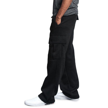 Cross-Border Export European and American New Men's Multi-Flap Pocket Pants Cargo Pants Autumn and Winter Brushed Casual Leggings Pants for Men