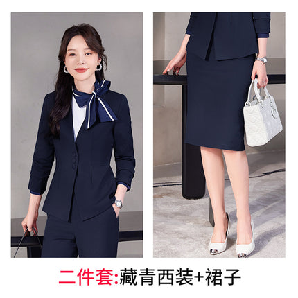 Stewardess Uniform Professional suit Female Spring and Autumn Fashion Front Desk Beautician Work Clothes Female Professional Temperament Suit Dress