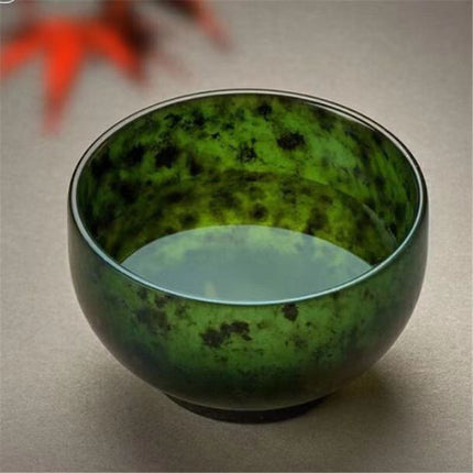 Natural Medicinal King Graphite Jade Tea Cup Qilian Jade Olive Green Dark Green Jade Meteorite with Magnetic Tea Set Wine Glass Wholesale