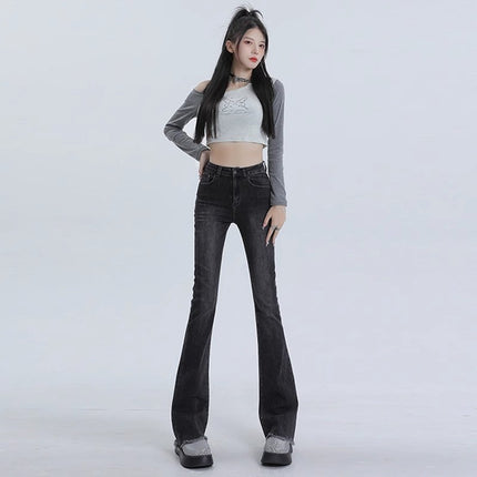 Vintage Micro-La Jeans Women's Trendy All-Match New High Waist Slimming Slim-Fit Stretch Spice Girl Rag Mopping Trousers