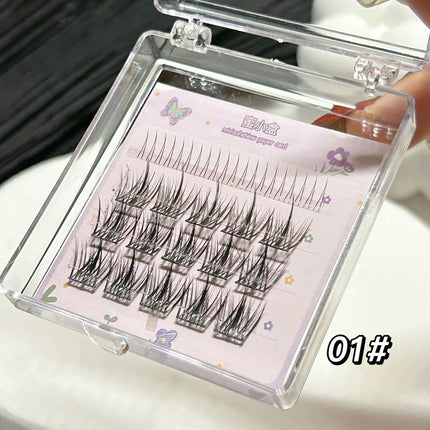 Mi Xiaohe Travel Series Airy Lower Eyelash Lip Glaze Devil Trilogy Single Cluster Ultra-Fine Stem Natural False Eyelashes