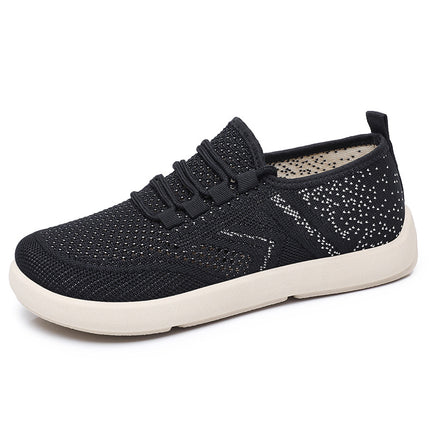 Shoes for Women, New Style Fly-Knit Casual Shoes, Lightweight and Breathable Single Shoes, Cross-Border Dropshipping, Soft Soles, Comfortable and Simple Lace-Up Mesh Shoes