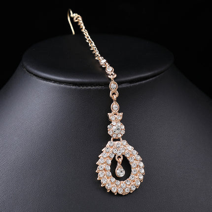 European and American Accessories Exaggerated Retro Necklace Set Women's Luxury Crystal Banquet Dress Accessories Clavicle Chain Three-Piece Set