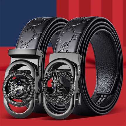 Men's Explosive Leather Belt High-grade Dragon Tiger Head Automatic Buckle Business Casual Joker Fashion Trend Belt Factory Outlet