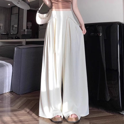 Fine Shiny Piece Suit Casual Pants Women's Summer New Wide Leg Culottes Hanging High Waist Slimming Loose Mop Pants