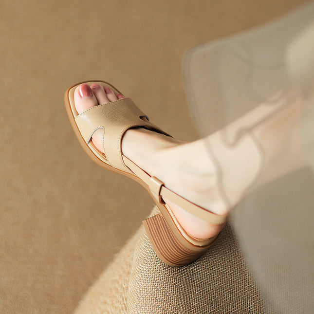 Minimalist Style ~ Square Toe Open-Toe Sandals for Women Summer New Casual Commuting Thick High Heels