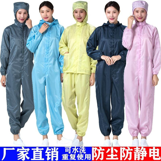 Static dust-free clothes overalls spray paint whole body one-piece suit blue men and women clean dust-proof clothes split washable