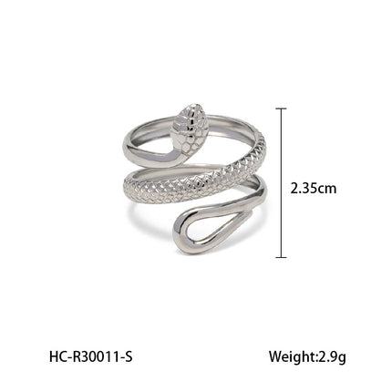 Ins style European and American cross-border 18K gold stainless steel snake ring female temperament all-match titanium steel ring non-fading jewelry