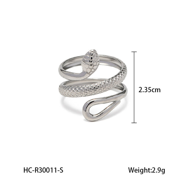 Ins style European and American cross-border 18K gold stainless steel snake ring female temperament all-match titanium steel ring non-fading jewelry