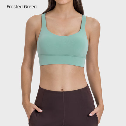 Cross-border Naked Cross-back Fitness Yoga Bra High Strength Shockproof Running Sports Underwear for Women S2010