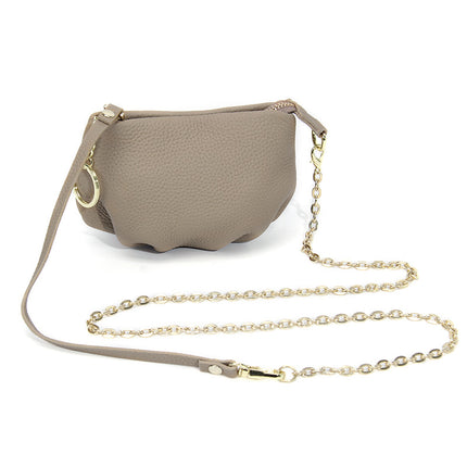 New pleated coin purse storage bag women's leather soft cowhide fashion portable crossbody chain small wallet mini