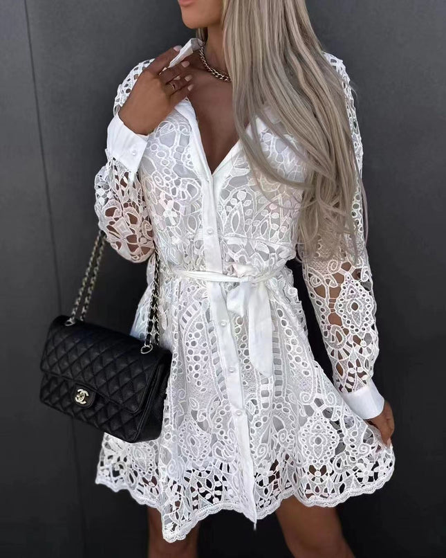 2023 Europe and the United States cross-border new Amazon AliExpress fashion temperament lace mini lace dress