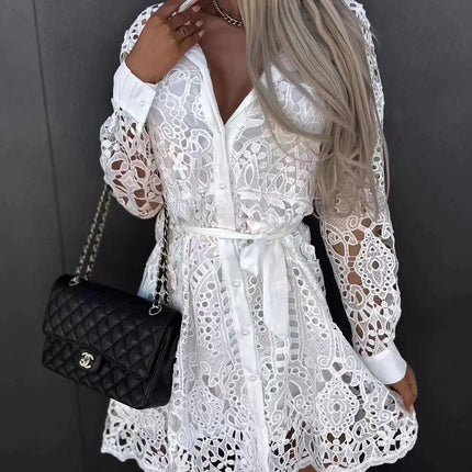 2023 Europe and the United States cross-border new Amazon AliExpress fashion temperament lace mini lace dress