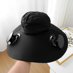 Bucket hat solar fan-black