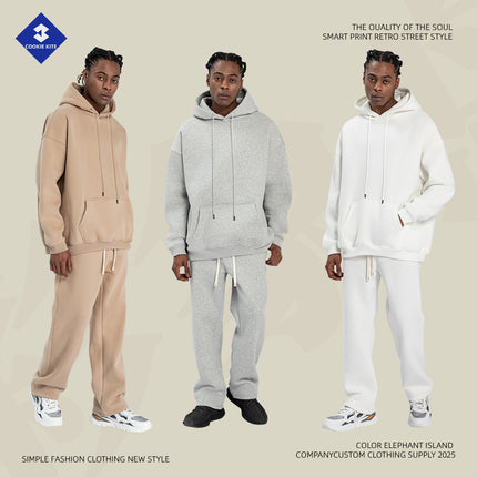 Cai Xiang Island Men's Clothing | Cross-Border American-Style Hooded Sweatshirt for Men, Autumn and Winter Loose Street Fashion Hoodie and Sweatpants Set for Men