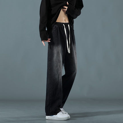 Tall Men's Extended Jeans Spring Gradient Pants Loose Straight Elastic Casual Pants Spring and Autumn Trendy Brand