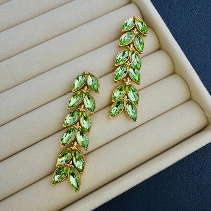Oscar European and American Style Retro Gold-Plated Long Tassel Crystal Earrings Feminine Fashion High-End S925 Silver Needle