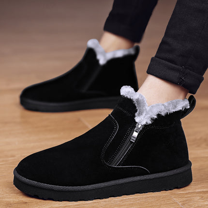 Men's Winter Snow Boots with Fleece Lining, Thickened Cotton Shoes, Korean Style Snow Cotton Shoes, Loafers, Trendy