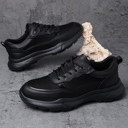 Factory direct supply net shoes men's autumn hollow breathable deodorant running tide shoes men's cowhide stitching light leisure transport