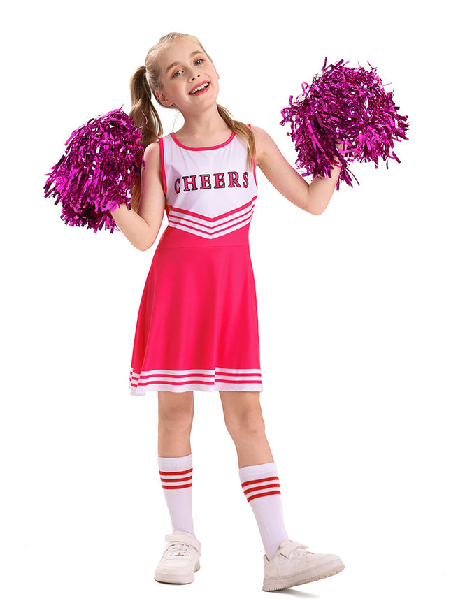 2025 New Cross-Border Children's Cheerleading Uniforms Four-Color Cheerleading Football Baby Dress Cheerleading Ball Suit