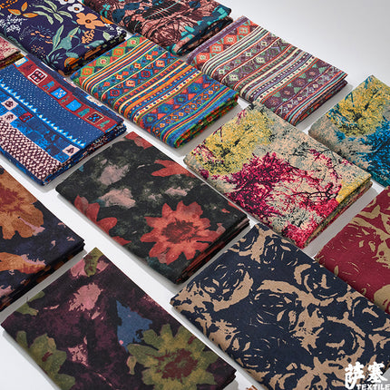 Hemp Cotton Digital Printed Fabric Yunnan Lijiang Retro Bohemian Fabric Hotel Pillow Bar Tablecloth