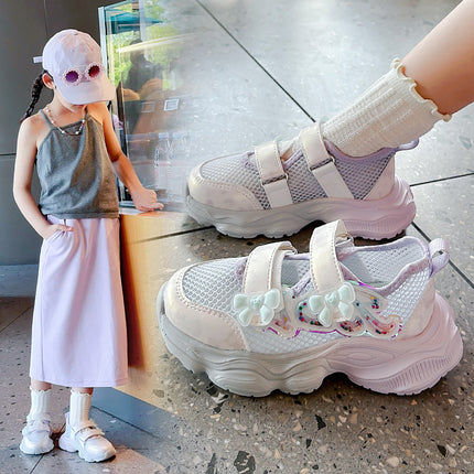 Girls' Shoes 2026 Summer New Style Children's Sports Sandals for Older Kids Breathable Mesh Beach Shoes Hollow Casual Shoes