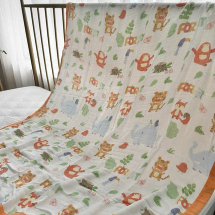 Summer bamboo fiber four-layer gauze blanket children's air conditioning blanket adult student bamboo cotton bed sheet cold feeling blanket kindergarten