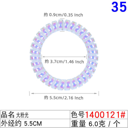 Outer Diameter 4cm Black Phone Cord Hair Tie Korean Hair Tie Hair Rope Transparent White Rubber Band Wire Coil Headwear