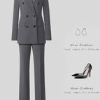 9399 gray suit + straight pants / 4 XL