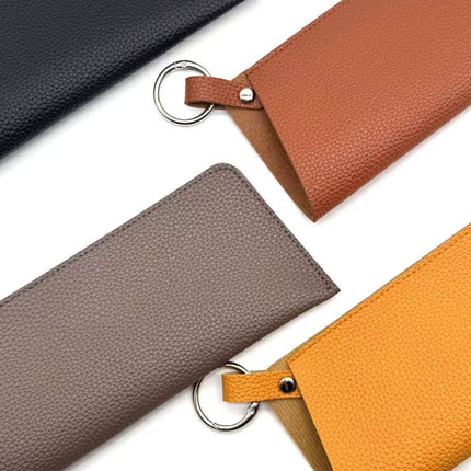 Pu Japanese and Korean Open Glasses Cosmetics Bag Genuine Leather Sunglasses Case Fashionable Unisex Myopia Glasses Portable Bag