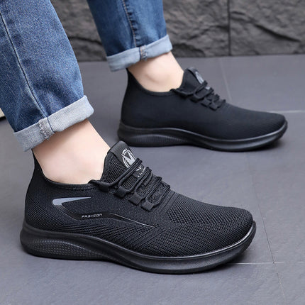 Foreign Trade Fly-Knit Men's Shoes Spring Cross-Border Dropshipping Men's Casual Shoes Polyurethane Breathable Mesh Fashion Sports Shoes Lightweight