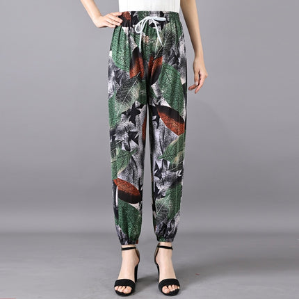 Cross-Border Popular Summer Women's Ice Silk Pants for Middle-Aged and Elderly, Loose Casual Home Pants, Elastic Plus-Size Pants for Square Dancing