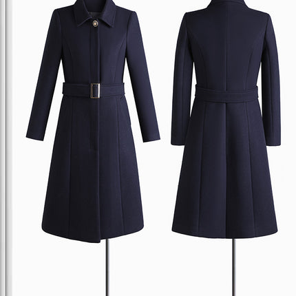 Professional woolen coat women's winter slim-fit mid-length woolen coat with cotton sales department front desk work clothes
