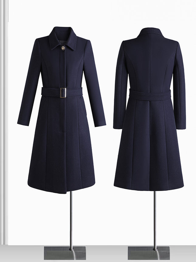 Professional woolen coat women's winter slim-fit mid-length woolen coat with cotton sales department front desk work clothes