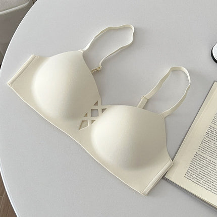 Traceless Underwear Women's Half Cup Thin Anti-sagging Upper Bra Push-up Bra Small Chest Gap Non-rimless Tube-top Cross-border