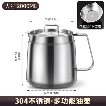 Oil Filter Pot 304 Stainless Steel Thickened Household Large Capacity Oil Storage Tank with Filter Screen Oil Residue Filtering Artifact Oil Bottle