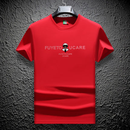 Ouzhanzhou Trendy Men's New Hot Drilling T-shirt Fashionable Slim-fit Large Size Light Luxury Men's Short-sleeved Summer Ice Silk Quick-drying