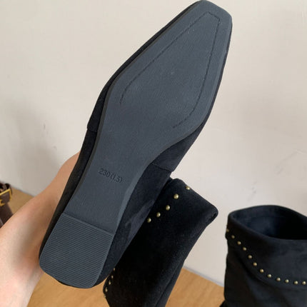 Sheepskin Version ~ French Niche Pointed Toe Wedge Heel Pile Boots Western Cowboy Boots for Women 2025 High Boots Slim Short Boots