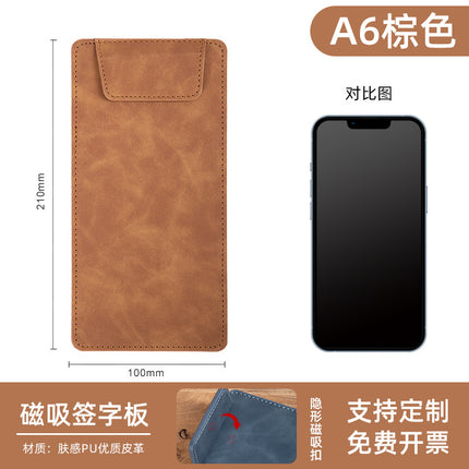 A6 document splint business office meeting leather writing pad manager magnetic folder logo signature board