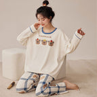 Cm-50 plaid three bear long set (imitation cotton) / M