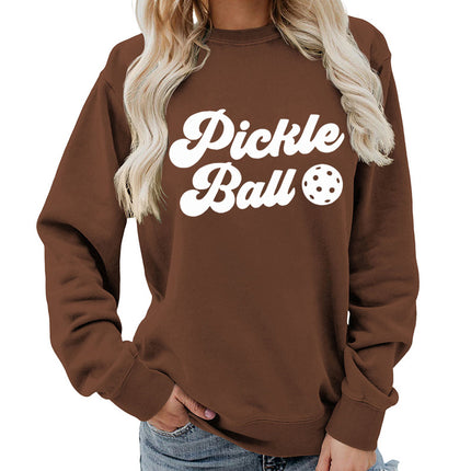 Pickle ball Printed Round Neck Women's Top Sweatshirt Foreign Trade Supply Autumn and Winter Coat Casual Loose European Size
