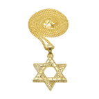 Carved glossy six-pointed star + 3mm24inch Cuban chain