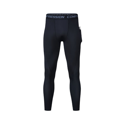 Patch Pocket Tight Pants Warm Fitness Pants Men's Quick-Drying Breathable Compression Pants Outdoor Cycling Running Leggings Sports Pants