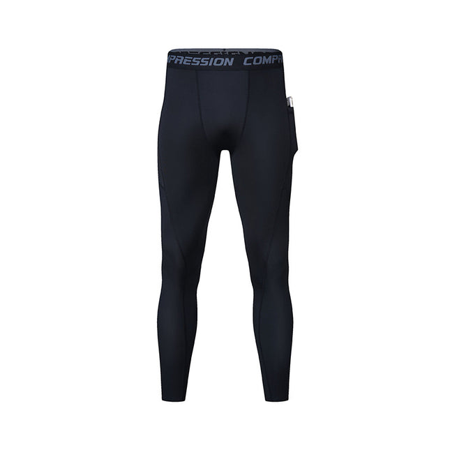 Patch Pocket Tight Pants Warm Fitness Pants Men's Quick-Drying Breathable Compression Pants Outdoor Cycling Running Leggings Sports Pants