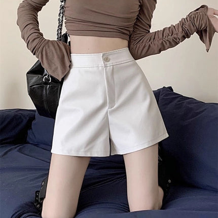 Versatile Slim Fit Fashionable High Waist Shorts for Petite Women Pu Leather Slimming Shorts